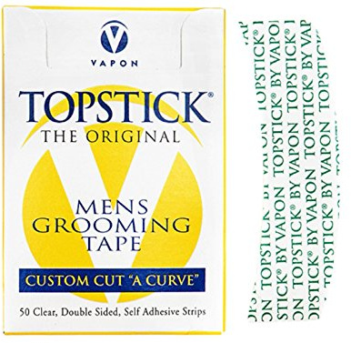 vapon Topstick Original Custom Cut One Curve Men's Care Tape - 50 Strips Box