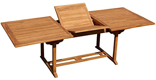 ASS Teak XXL Ausziehtisch 150/200-210 x 90 cm Holztisch Gartentisch Garten Tisch Holz SABA von Größe:150-210 x 90cm