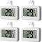 CAMWAY Mini Thermomètre de Réfrigérateur, Lot de 4 Thermomètres Numériques pour Congélateur Thermomètre Digital de Pièce Etanche avec Crochet, Grand Ecran LCD