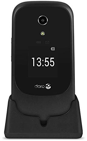 Doro 7060 SIM-Free 4G Mobile Phone with Charging Cradle Included (Black/White) (Renewed)
