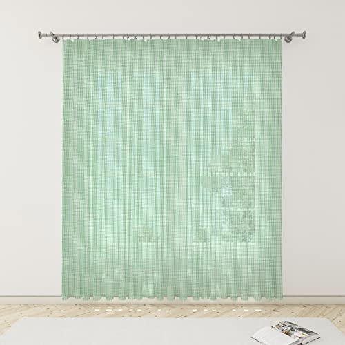 EUROSTYLE Tenda ZANZARIERA Mosquito Rete FITTA con Frange E Anelli Inclusi (150X300CM, Verde)