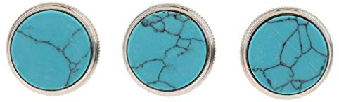 Jiayouy 3Pcs Trumpet Valve Finger Buttons Musical Instruments Accessories Silver with Blue Turquoise Inlay
