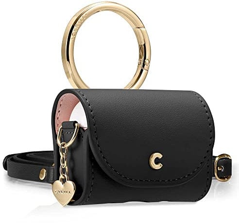 CYRILL von Spigen Classic Mini Bag [kompatibel mit Airpods Pro 2 (2022), Airpods Pro 1 (2019)] Leder Hülle mit Band - Schwarz