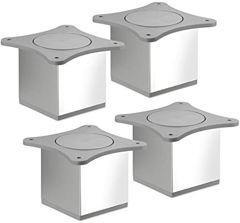 SOTECH 4 Stück Möbelfüße Quebec II 70 mm 65 x 65 mm Chrom poliert Schrankbeine aus Aluminium