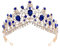 FRCOLOR Strass Hochzeit Krone Kristall Königin Tiara Barock Royal Stirnband für Abschlussball Geburtstag Kostüm Party (Blau)
