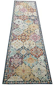 CARPETIA Teppich Outdoor Orientteppich Wohnzimmerteppich Ornamente bunt Größe 80 x 300 cm