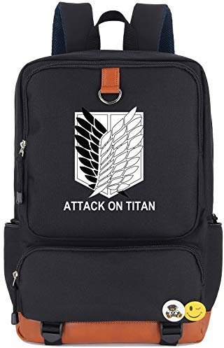 Roffatide Anime Wings of Freedom Laptop Rucksack Gedruckte Schultasche Tagesrucksäcke Cosplay Daypack Schwarz
