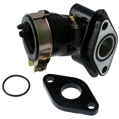 Ansaugstutzen Set mit Isolator kompatibel mit BAOTIAN, REX RS450; GY6 4T | Mit O-Ring, 25 mm Innenweite, Roller-Motortyp GY6 4T 139QMB/QMA, Unterdruckanschluss; kompatibel mit ECOBIKE, ZNEN A9 50
