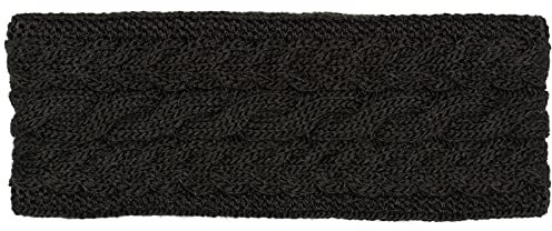 styleBREAKER Damen Strick Stirnband einfarbig mit Zopfmuster, Thermo Fleece Futter, Winter Headband Uni 04026058, Farbe:Schwarz