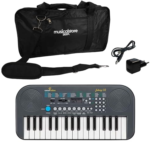 Kit Mini Tastiera JUKEY 32 Tasti per Bambini e Scuole Bundle con Borsa e Alimentatore Musicalstore2005®