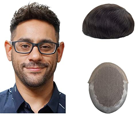 Lordhair Perücke Männer,Realität Toupet,Französische Spitzen weben mit Zwei Seiten und hinter sich PU，Atmungsaktiver und komfortabel，Fühlen Sie sich nicht schwül
