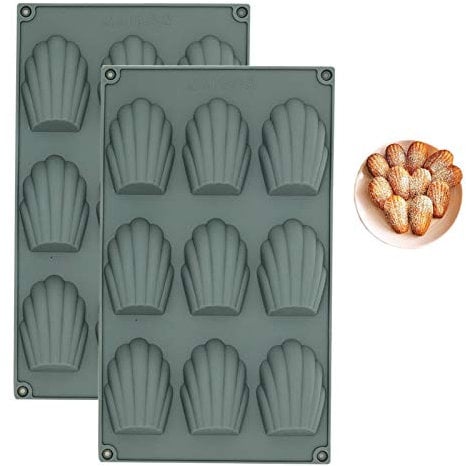 Meajore Madeleines Backform Silikon Backform für Madeleine 2 Stück (9 Hohlräume, Grau)