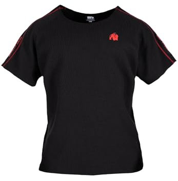 Gorilla Wear - Buffalo Old School Workout Top - Schwarz/Rot - Bodybuilding Sport Alltag Freizeit mit Logo Aufdruck leicht und bequem für optimale Bewegung, S-M