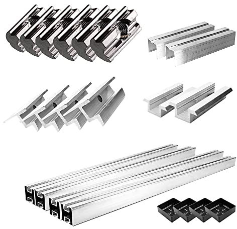 Offgridtec Dachmontageset mit Biberschwanz-Dachhaken, Edelstahl- & Aluminium-Montagesystem für Schräge Dächer, Passend für gerahmte Solarmodule bis zu 1134 mm Breite (Set für 2 Module, 30 mm Rahmhöhe)