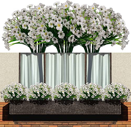 LANKAMO 15 Bündel Outdoor Künstliche Blumen (weiß)