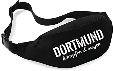 Dortmund kämpfen und Siegen Bauchtasche | Fussball Tasche - Ultras - Supporter Bag - Hüfttasche | Schwarz