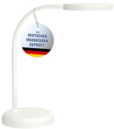 MAUL lampe LED MAULjoy | Lampe bureau sur pied stable | Petite lampe de bureau peu encombrante pour la table et le bureau | Luminaire flexible avec température de couleur de 3000K | Blanc
