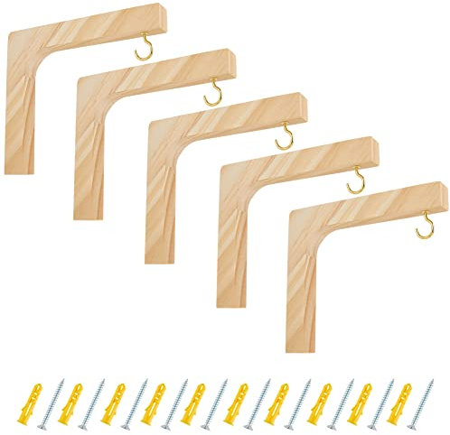 SUPERFINDINGS Gancho Colgar Plantas de Madera Soporte Plantas Colgantes Alta Resistencia Perchas Decorativas Plantas de Pared Interior con 2 Tornillos Y 2 Tapones de Anclaje Agujero:10mm