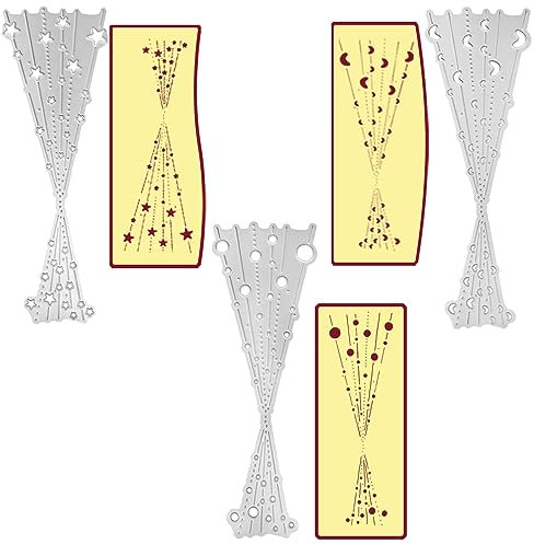 3 Stück Stanzformen für Kartenherstellung, AFUNTA Stern Mond Bubble gestanzt Kreis gesprenkelte Linie Metall Stanzformen für Kartenherstellung für DIY Scrapbook, Album, dekorativ, Scrapbook