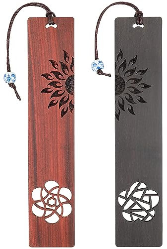 cobee Holz Lesezeichen für Buchliebhaber, 2 Stück handgefertigte Holz Lesezeichen, natürliches hohles Handwerks Lesezeichen, Vintage Lesezeichen Geschenk für Frauen Männer Studenten (D)