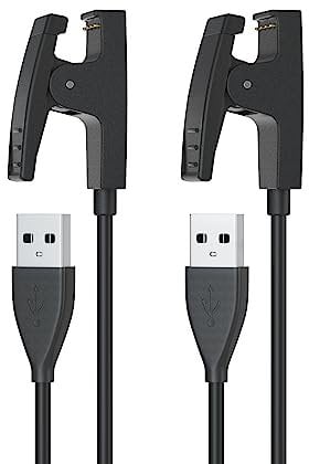 Sinoacc 2-Pcs 100cm Cargador Compatible Con Garmin Lily 2,Forerunner 35 235 230 630 645 Music 735xt,Approach S20 G10,Vivomove HR Cargador De Reloj Reemplazo Clip De Carga Sincronización Cable De Datos