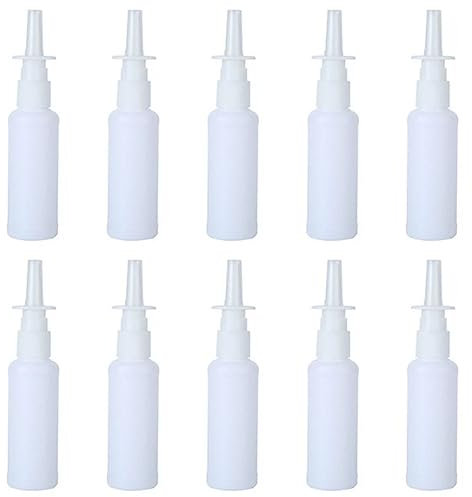 EiEiFiFi 10 Pieces Portable Plastic Nasal Spray Bottles Container Direct Injection Bottle Nasal Spray Bottles for Home and Travel Use White (10ML)