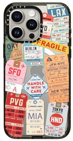 CASETiFY Impact Case for iPhone 15 Pro Max [4X Military Grade Drop Tested / 8.2ft Drop Protection/Compatible with Magsafe] - AirTags - Clear Black