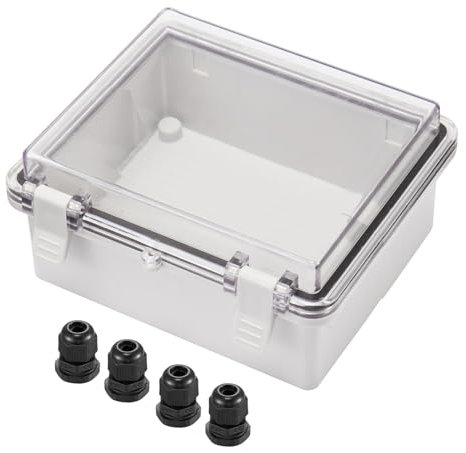 Laisomeke Wasserdichte Abzweigdose aus Kunststoff, 150 x 150 x 90 mm, Projektdose mit Scharniergehäuse, Kunststoffriegel, universelle IP67-Elektro-Projektgehäuse, mit transparenter PC-Abdeckung, 15 x