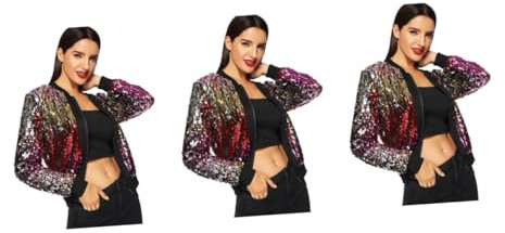 SHERCHPRY 3stücke Damen Freizeit-jacke Mit Schimmernden Pailletten Leichte Frühlings Und Herbstjacke s Für Partys Dates Und Shopping Weich Und Hautfreundlich Modisch Kombinierbar Mit