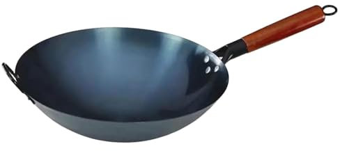 F Fityle Wok antiadhésif Wok poêle bouillante revêtement antiadhésif casseroles universelles Fond Rond Wok Chinois Wok pour crêpes Fromage Viande Toast, 34 cm avec Les Oreilles