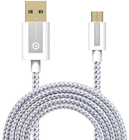 STYLETECK USB A to Micro USB Cable 2M, Android USB Charger Cable Fast Charging Cable Nylon Braided Lead for Samsung Galaxy S7 Edge S6 S5 J7 J6 J5 J3 Note 5 A6 A10, Huawei Y7 Y6, Kindle, Xbox, PS4