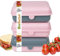 BioFactur Brotdose Erwachsene,Kinder | 3er Jausenbox Kinder | BPA Frei Vesperbox | Butterbrotdose SpüLmaschinenfest | Austauschbarem Deckel | Frühstücksbox | Made in Germany (3 er Pink-Grau)