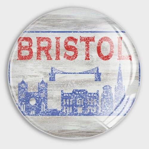 Runde Kühlschrankmagnete, Großbritannien, Bristol, Stadt, Skyline, Silhouette, Glas, Kühlschrankmagnete, Dekoration für Kühlschrank, Spind, Whiteboard, Magnettafel, Schränke, Klassenzimmer, Bürokabine