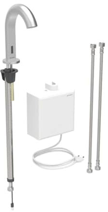 Miscelatore per lavabo Geberit Piave, sporgenza 167 mm, funzionamento a rete, con miscelatore termostatico, con scatola funzioni da esterno, 116.167., Colorazione: Acciaio inox Ottica