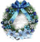 Weihnachtenskranz 40cm Türkranz Weihnachtensstern Kranz Deko Christbaumkugeln Dekokranz Weihnachten für Kamin Tür Wand Weihnachten Feiern (Blau)