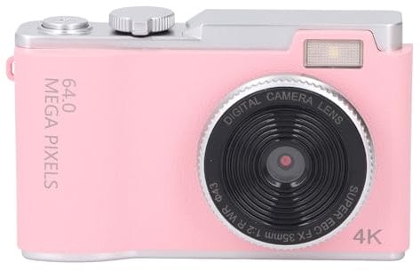 1080P Digital Camera, 48MP 16X Zoom Autofocus Compact Camera with Dual Lens and 2.4in LCD Screen Rechargeable Digital Cameras for Beginners (Pink)
