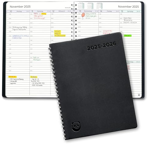 Terminplaner 2025 2026 von SmartPanda - Wochenplaner A5, Schulplaner – Softcover Tagebuch, 30 Minuten-Intervalle – Juli 2025 - August 2026 - auf Deutsch