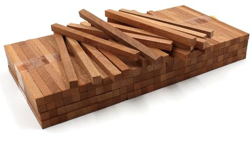 64x Holzleiste 10x10x160mm Mahagoni lose Bastelklötzchen zum Basteln Bastelstäbe (Mahagoni 10x10x160mm)
