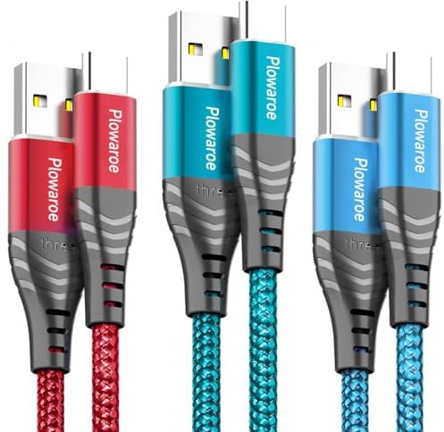 3Pack 1M USB C Charger Cable Type C Charger Cable Fast Charging 3A Nylon Braided USB C Cable for iPhone 15 Plus Pro Max, Samsung Galaxy S24/S23/S22, Huawei P40/P30, Google Pixel