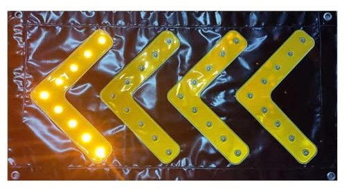 Tseukoe Reflektierende Pfeile, zusammenklappbare Leittafel, leuchtendes magnetisches LED-Richtungspfeilschild für Fahrzeuge im Außenbereich für BAU, Rettungsdienst, Feuerwehr oder Rettung(Black)
