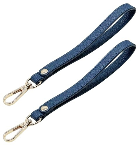 JMZLLRX 2 PCS Leather Wristlet Strap, 20cm/7.87 Long Leather Wrist Lanyard Hand Strap Replacement, Keychain Hand Strap for Wallet Purse Clutch, Keychain Bag DIY