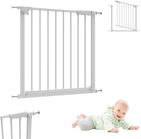 Treppenschutzgitter Türschutzgitter Treppengitter ohne Bohren Türgitter Baby Schutzgitter 75-82cm Schließt automatisch Gittertür aus Metall für Kindersicherheit