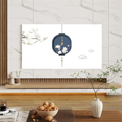 HAGJII Cubierta De TV Y Protector De Pantalla para LCD Led Cubierta Antipolvo para TV Interior Televisor Cubierta para 32-85 Pulgadas Monitor Universal Pintura Decorativa(76-85 Inch,Lantern)