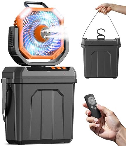 Aire acondicionado portátil 5 en 1, Enfriador de Aire con Tanque de Agua de 6L, 20000 mAh, Recargable por USB, 4 Velocidades de Viento, Oscilación, Silencioso para Interior Exterior