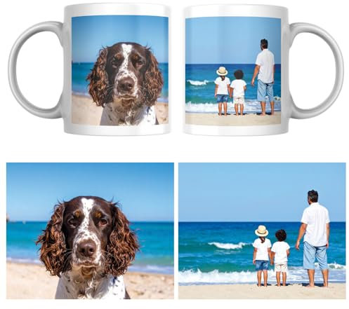 MUGGZ - Personalised Ceramic Mug (11oz) with Photo - Personalise with a 2 Photo/Logo Collage - Novelty Custom Gift for Family, Birthday, Anniversary, Mum, Dad, Corporate Business