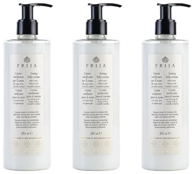Prija Toning Body Cream with Avocado Oil and Green Walnut 3x 380ml | Boosts Hydration and Elasticity with Centella Asiatica. Lightly Scented Moisturising and Vegan Friendly.