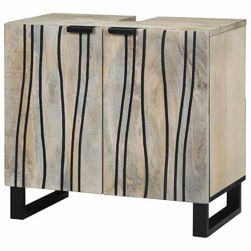Eleganz Spülenschrank mit Regal für Badezimmer - Braun & Schwarz 62x33x58cm - Stilvolles Badezimmermöbel-Set mit Stauraum - Ideal für kleine Räume