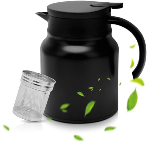 RANJIMA Thermos da 1 l, thermos con filtro in acciaio inox, con pompa rimovibile, per caffè, tè, latte, per inverno, viaggi, casa, ufficio, campeggio, gite