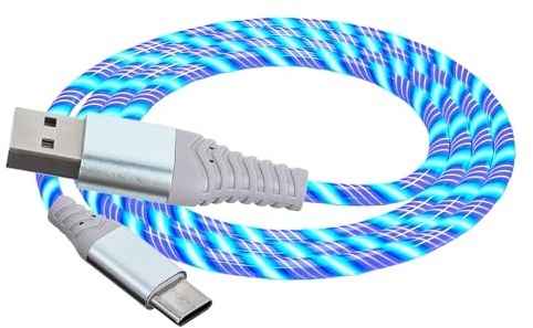 USB C Charger Cable, 2m USB C Cable Charging Cable Type C Fast Charger Cable Type C Usb A To USB C Light Up Charging Cables Compatible For iphone ipad Samsung S23 Huawei P9 Pixel 7 Switch PS5 Blue