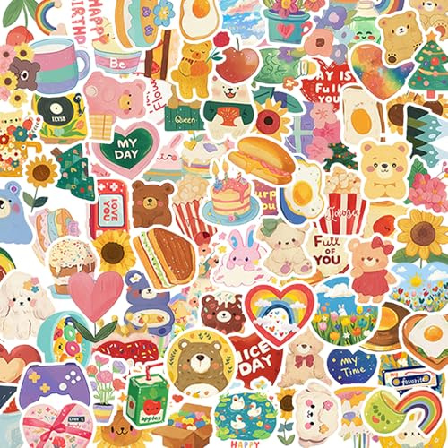 200 Stück Süßer Bär Aufkleber, Cartoons Kleiner Bär, kawaii Kinder Aufkleber für Wasserflasche, Laptop, Telefon, Gepäck, Scrapbook, Skateboard, für Erwachsene, Kinder